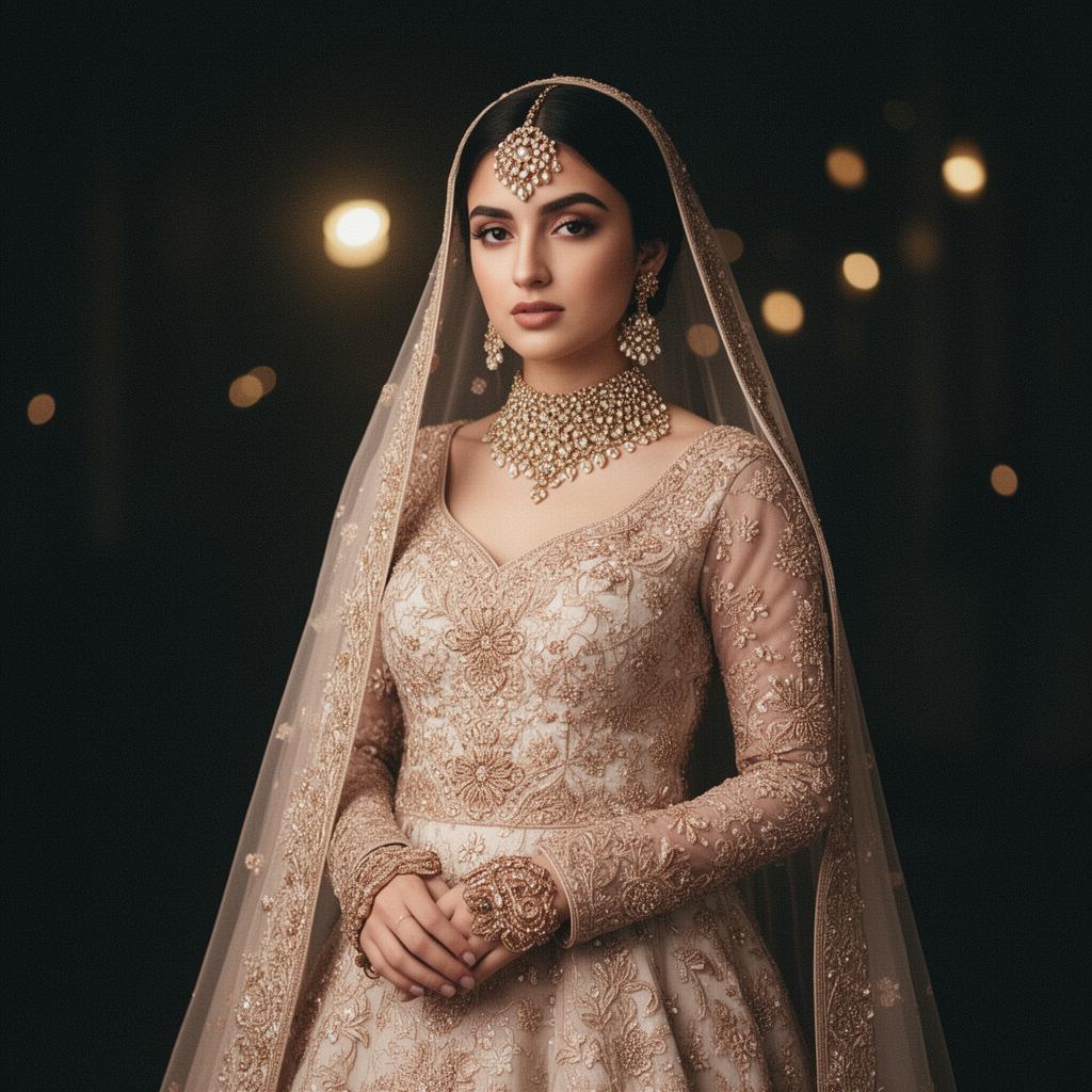 Distinguished VIP Rishta member in elegant bridal couture